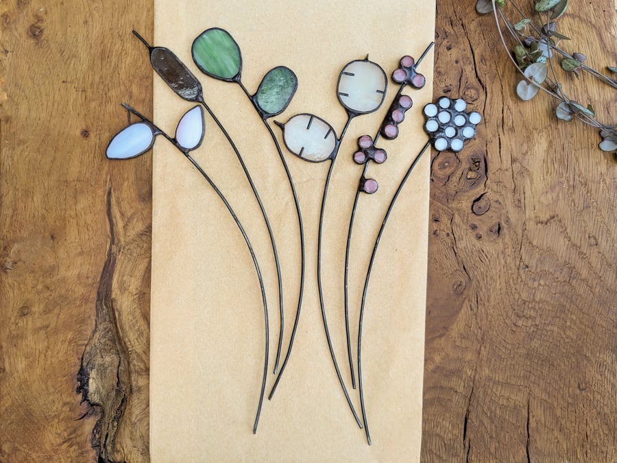 Stained Glass Flowers, Posy of 3-6 Spring Stems, Letterbox Gift for Mother