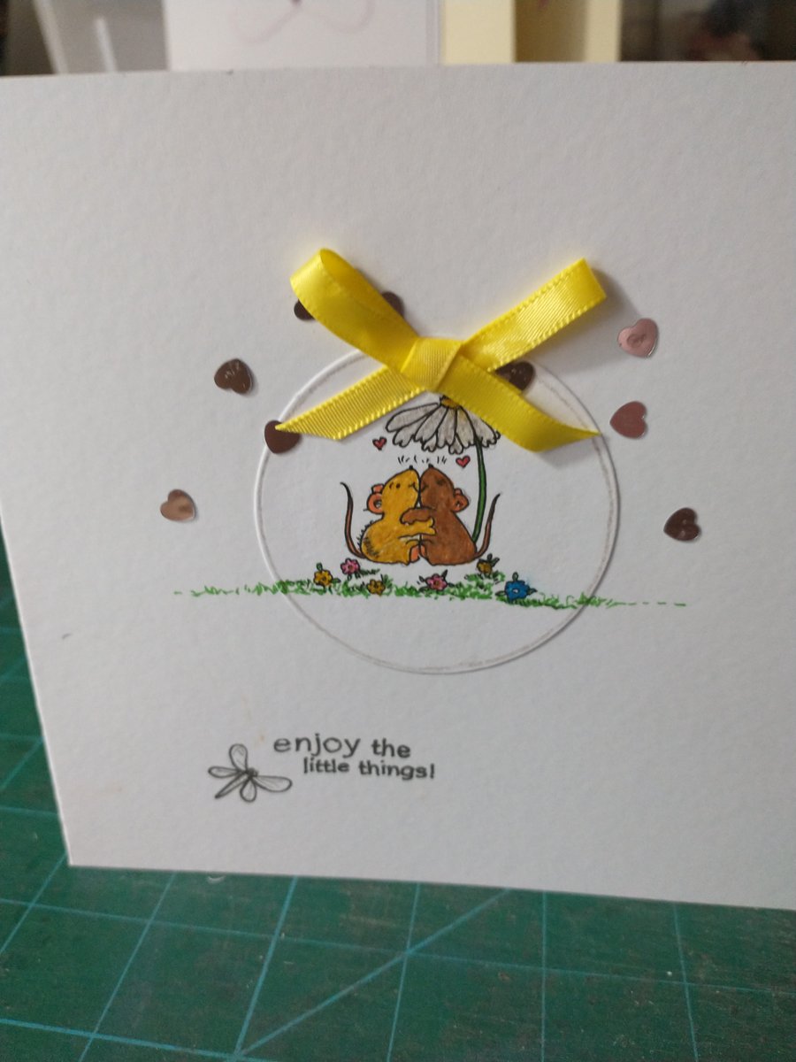 Cute mice hugging birthday card