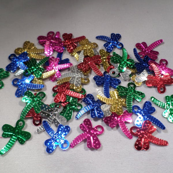 50 x Craft Sequins - Dragonfly - 18mm - Mixed Colour 