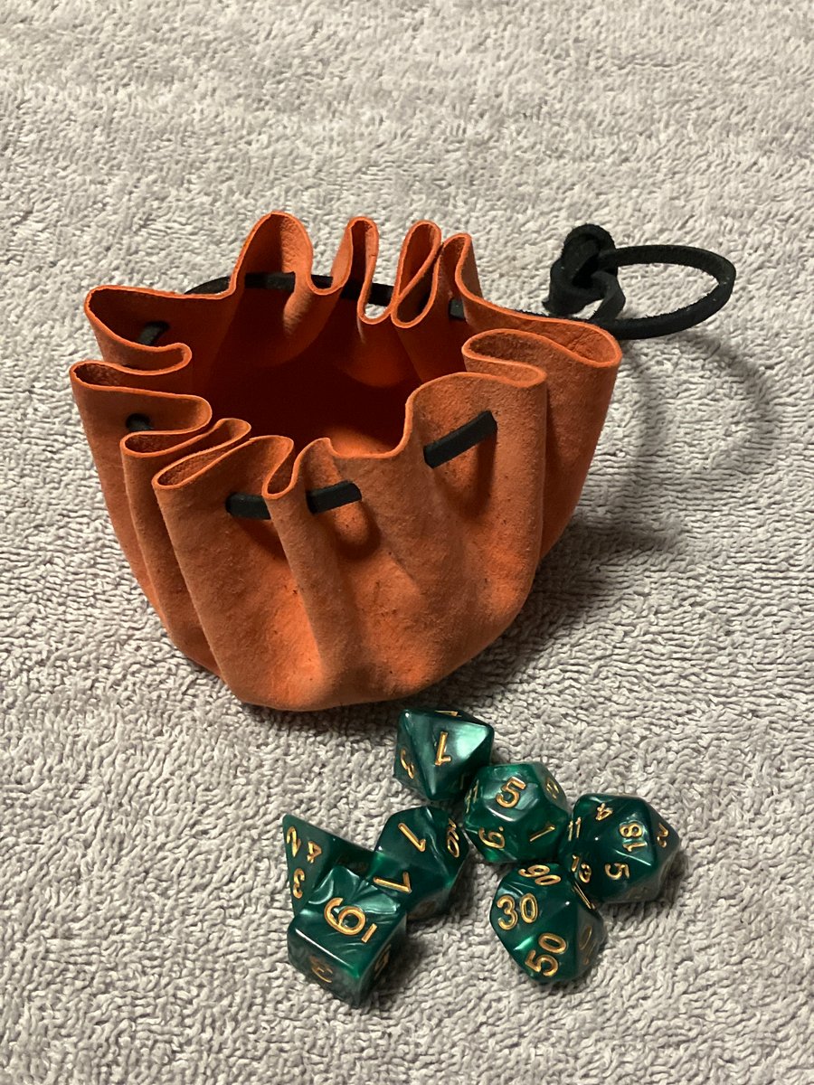 Peachy-Orange Suede Dice Bag - Drawstring Pouch - FREE SHIPPING