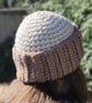 Handmade Fisherman's Hat and Neck Warmer in Parchment and Brown  - Image 2