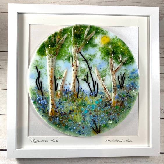 Bluebell woods fused glass art in glass