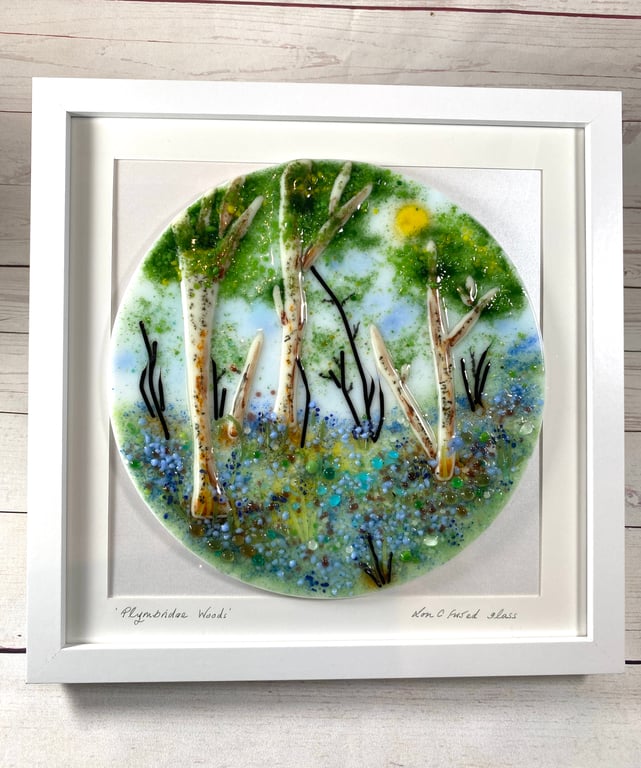 Bluebell woods fused glass art in glass