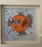 Framed Cartoon Puffer Fish Drawing - Image 1