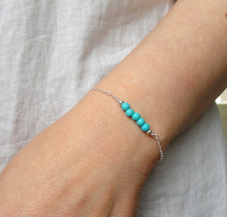 Sterling Silver turquoise gemstone bracelet
