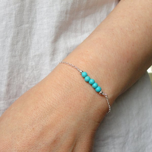 Sterling Silver turquoise gemstone bracelet