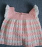 Baby dress crocheted in pink and white. Lovely gift for new baby girl. 20"chest - Image 2