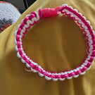 Pink and white dog collar 
