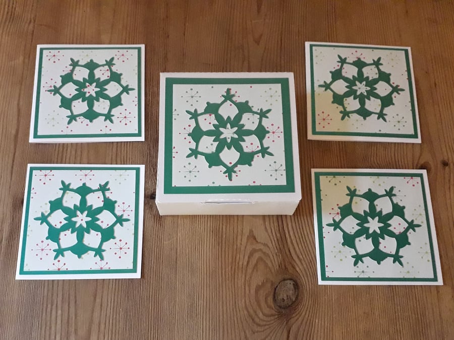 Box of 4 mini Christmas Cards – green