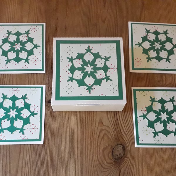 Box of 4 mini Christmas Cards – green