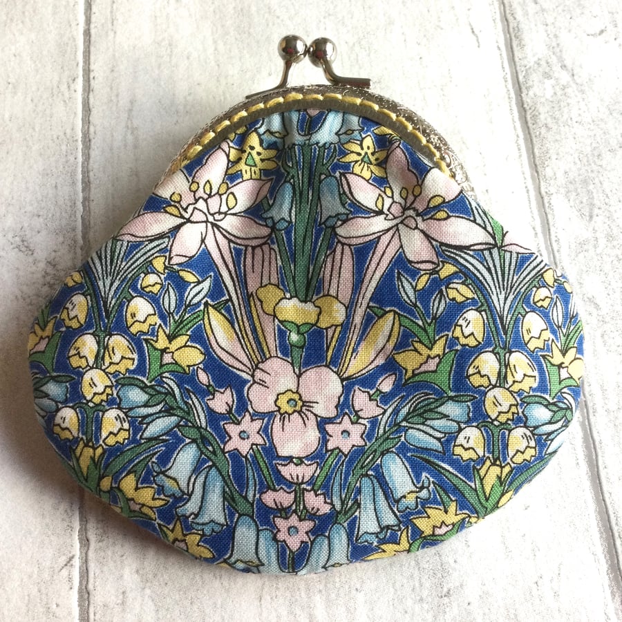 Spring Flower Design Liberty Print Clasp Coin Purse 