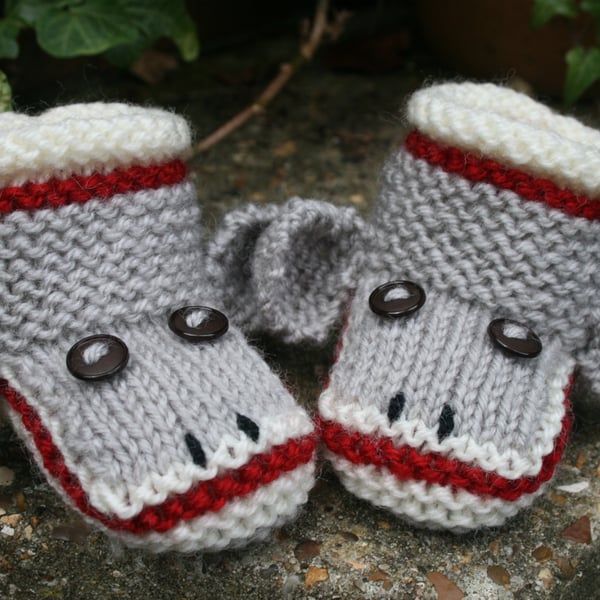 Knitting Pattern in PDF - Sock Monkey Baby Booties