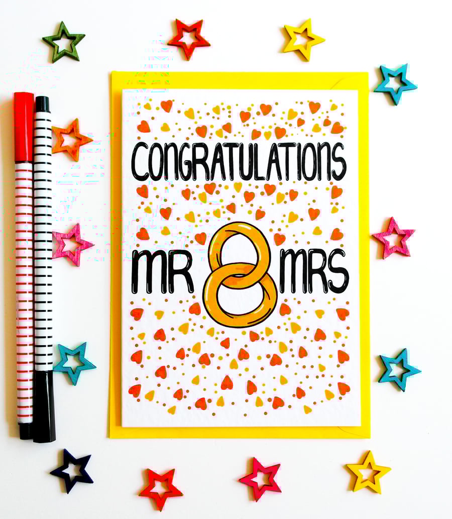 Wedding Card, Congratulations MR and MRS Wedding Card 