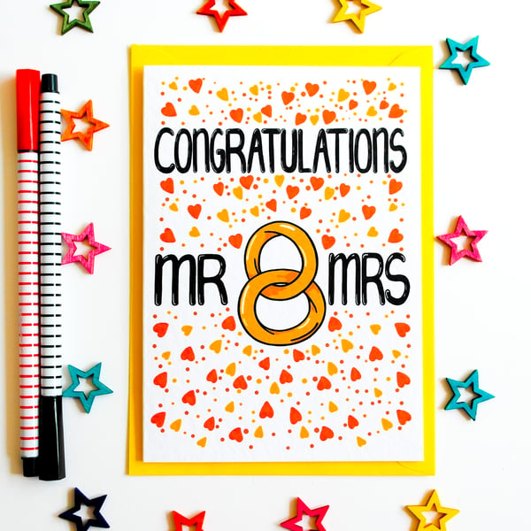 Wedding Card, Congratulations MR and MRS Wedding Card 