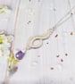 Wire Woven Purple Amethyst and Silver filled Pendant on a Silver Plated Chain - Image 8