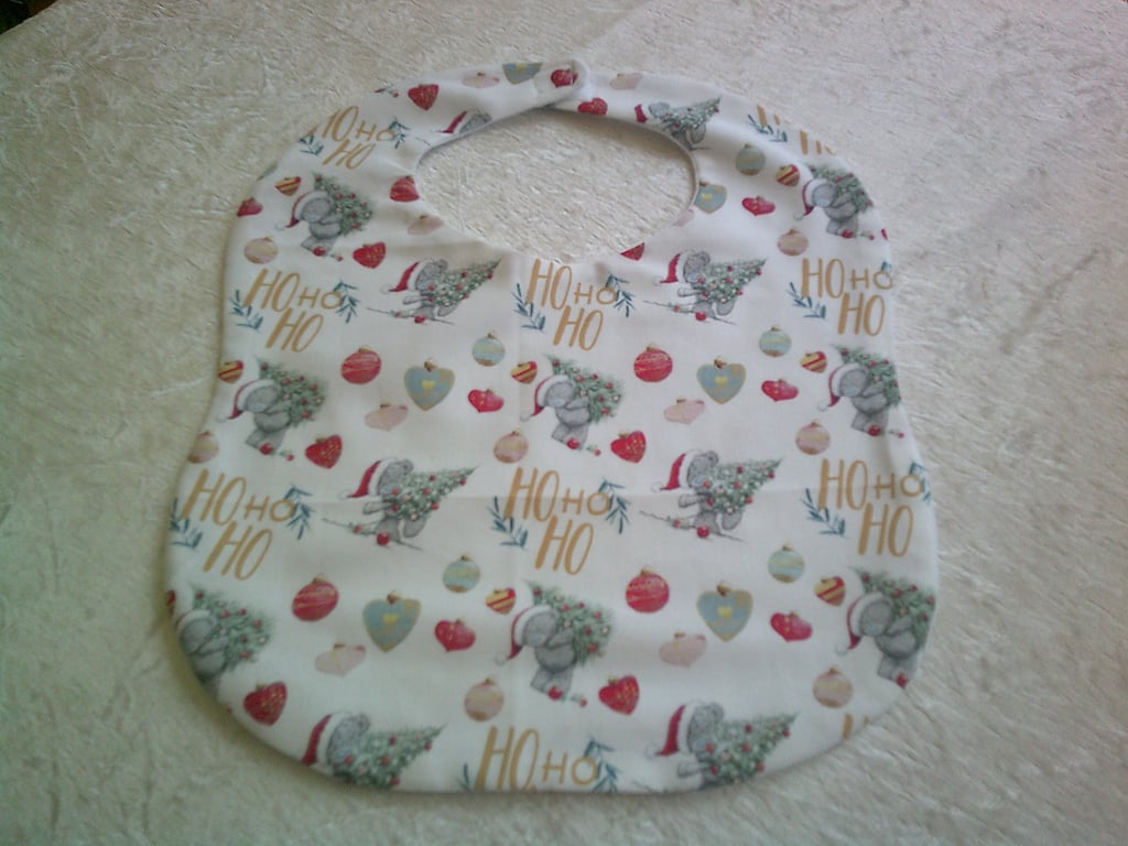 Ho Ho Ho and Grey Bear Christmas Bib