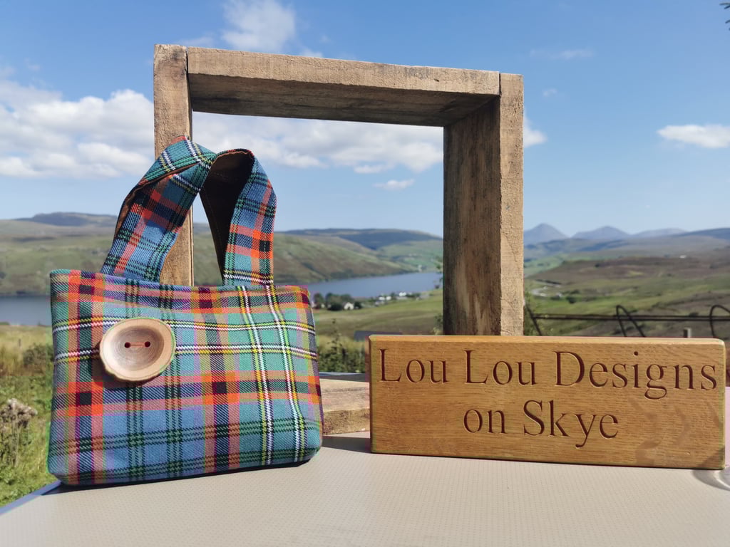 Nicolson tartan little lady bag with hand turned button 