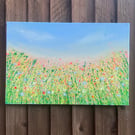 Acrylic canvas painting original art flower meadow 