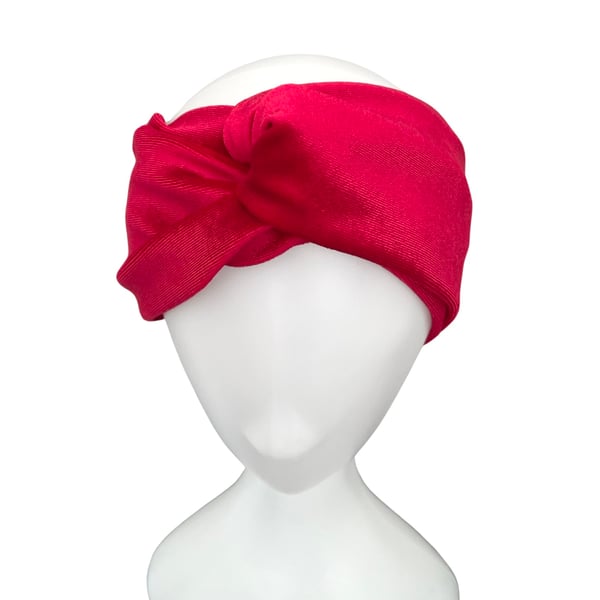 Red Elegant Velvet Twisted Turban Headband Women Head Wrap