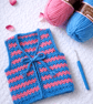 Pink and blue crochet waistcoat 0-6 months