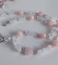 Blush Rose Quartz & Clear Quartz Necklace, Handmade Beaded Gemstone Choker - Image 6