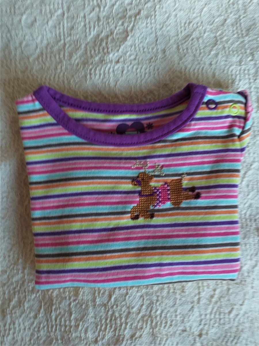 Reindeer T-shirt , Age 6-9 months, hand embroidered