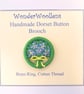 Forget-me-Not Dorset Button Brooch, Blue,Yellow, Green, 3.3cm, Handmade  - Image 1