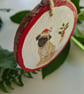Christmas decoration pug dog wood slice hanging decoration - Image 2