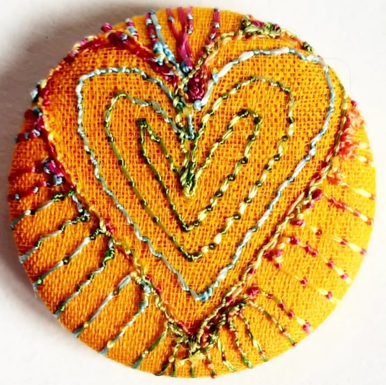 Buttons 1 inch button Hand Dyed Silks and Cottons Free Machine Embroidery Button