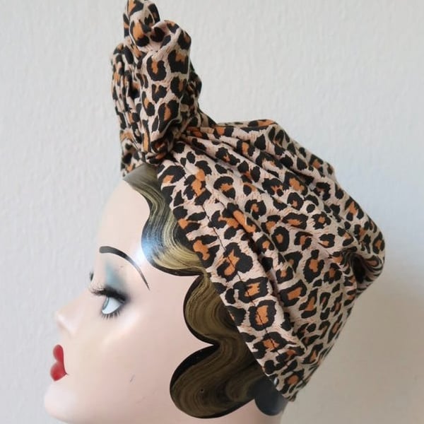 Leopard Print Vintage Style Turban