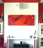 Guitar Painting - original canvas art of a red Hofner Verithin guitar - Image 9