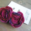Two hand dyed hair clips in the shape of a rose or flower - pink-red multicolour