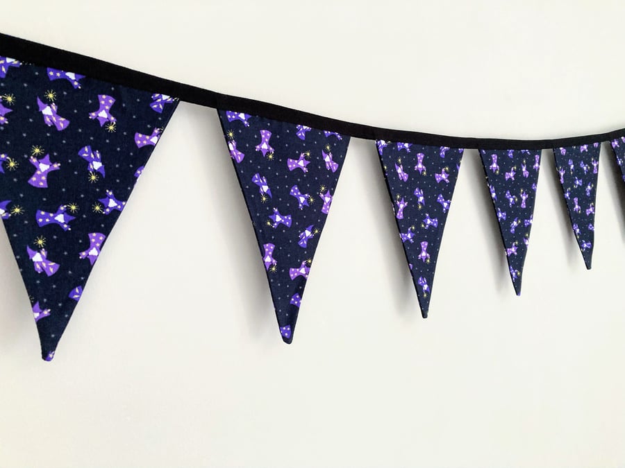 Wizards on dark grey cotton fabric double sided bunting.