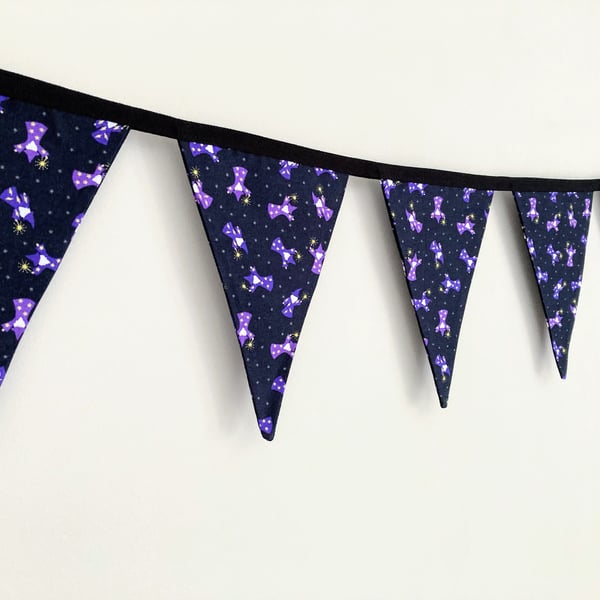 Wizards on dark grey cotton fabric double sided bunting.