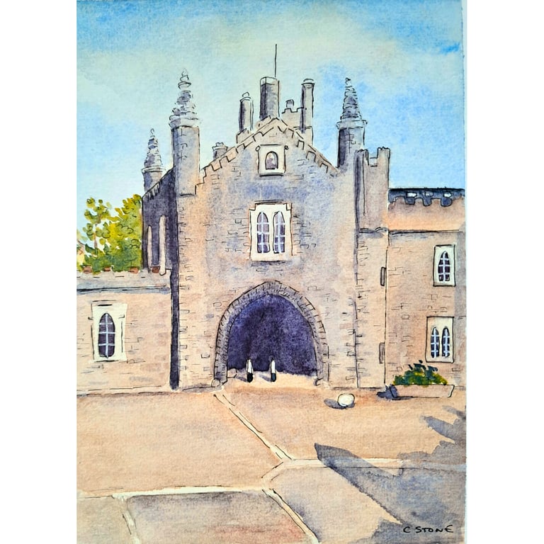 Tavistock Town Hall  Original Watercolour and Ink Painting Mounted