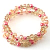 Pink Champagne and Pearls Wrap Bracelet - UK Free Post