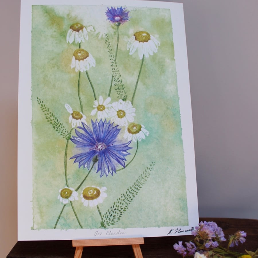 Our Meadow Watercolour Print A4