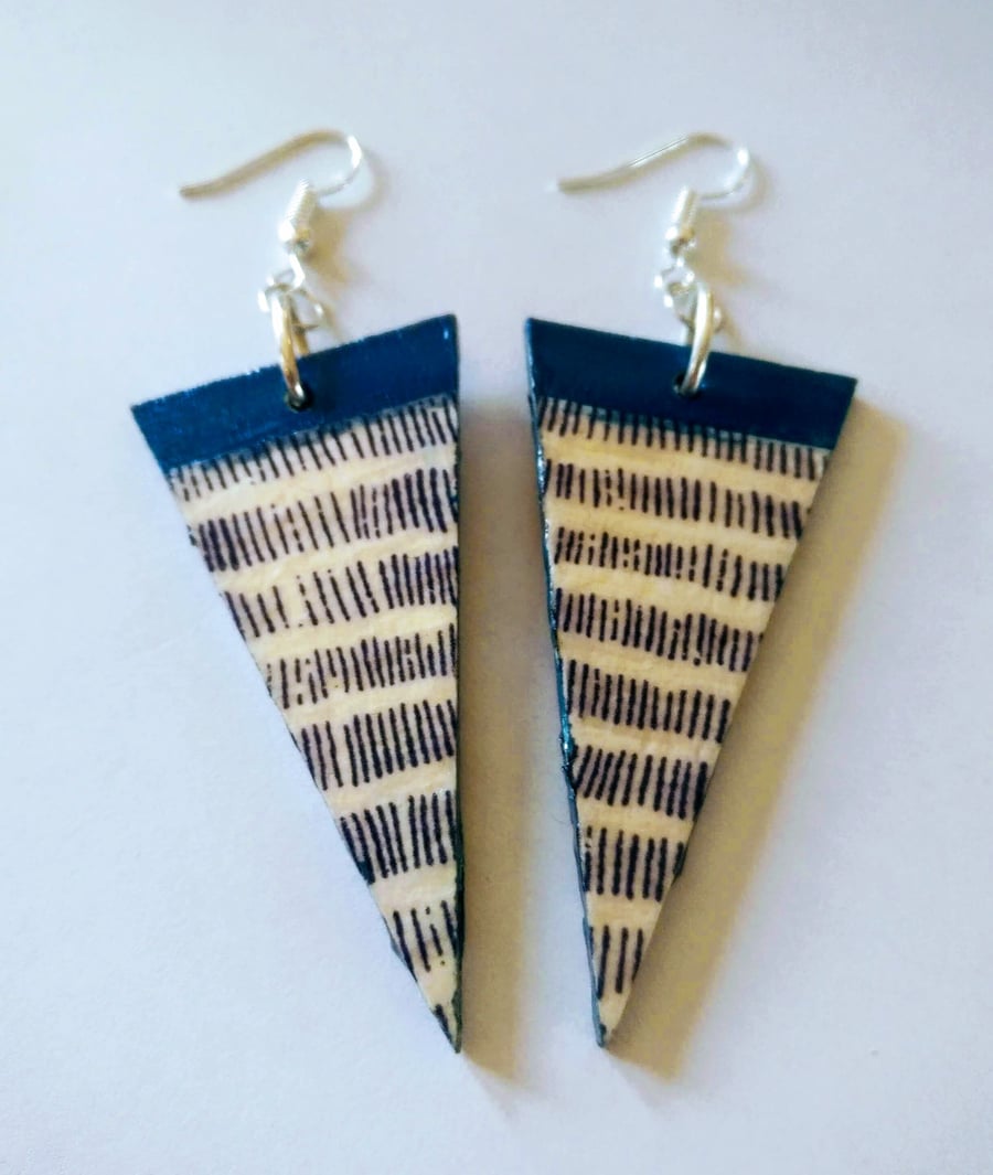 Geometric triangle wood earrings