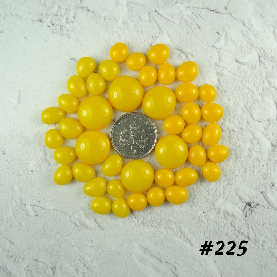 4 options - 25g yellow glass cabochons art glass, for jewellery making, crafting