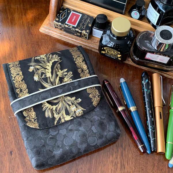 Tourmaline: 5-slot fabric fountain pen case