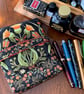 Rossalba:  5-slot fabric pen case in black, red, orange, ivory & green - Image 1