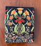 Rossalba:  5-slot fabric pen case in black, red, orange, ivory & green - Image 2