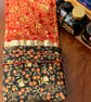 Rossalba:  5-slot fabric pen case in black, red, orange, ivory & green - Image 4