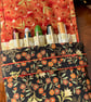 Rossalba:  5-slot fabric pen case in black, red, orange, ivory & green - Image 5