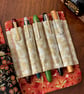Rossalba:  5-slot fabric pen case in black, red, orange, ivory & green - Image 6