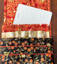 Rossalba:  5-slot fabric pen case in black, red, orange, ivory & green - Image 7