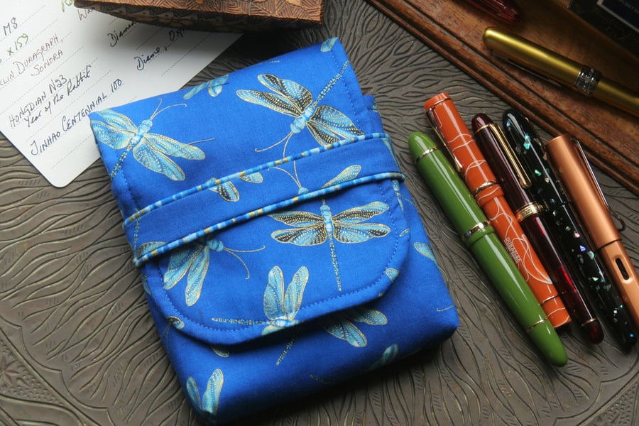 Dragonflies fabric fountain pen case  S1