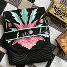 Flavia 5-slot fabric fountain pen case black pink turquoise