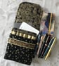Maya 6-slot fabric fountain pen case black gold cream - Image 5