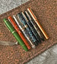 Blake: a patterned Cork 7-slot fountain pen roll with linen twill tie - Image 2